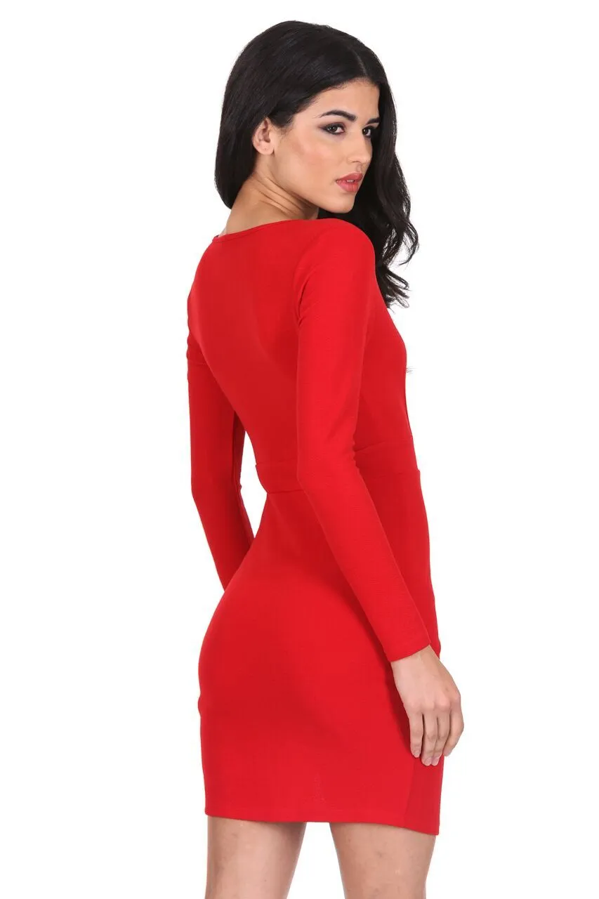 Red Wrap Thigh Split Dress sold by AX Paris product image thumbnail 3