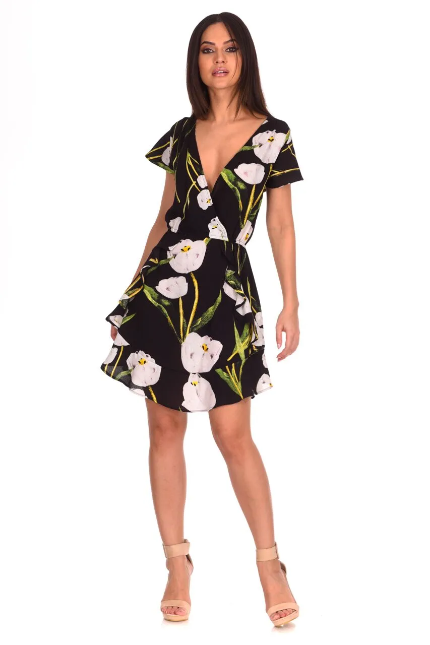 Black Floral Frill Detail Dress sold by AX Paris product image thumbnail 2