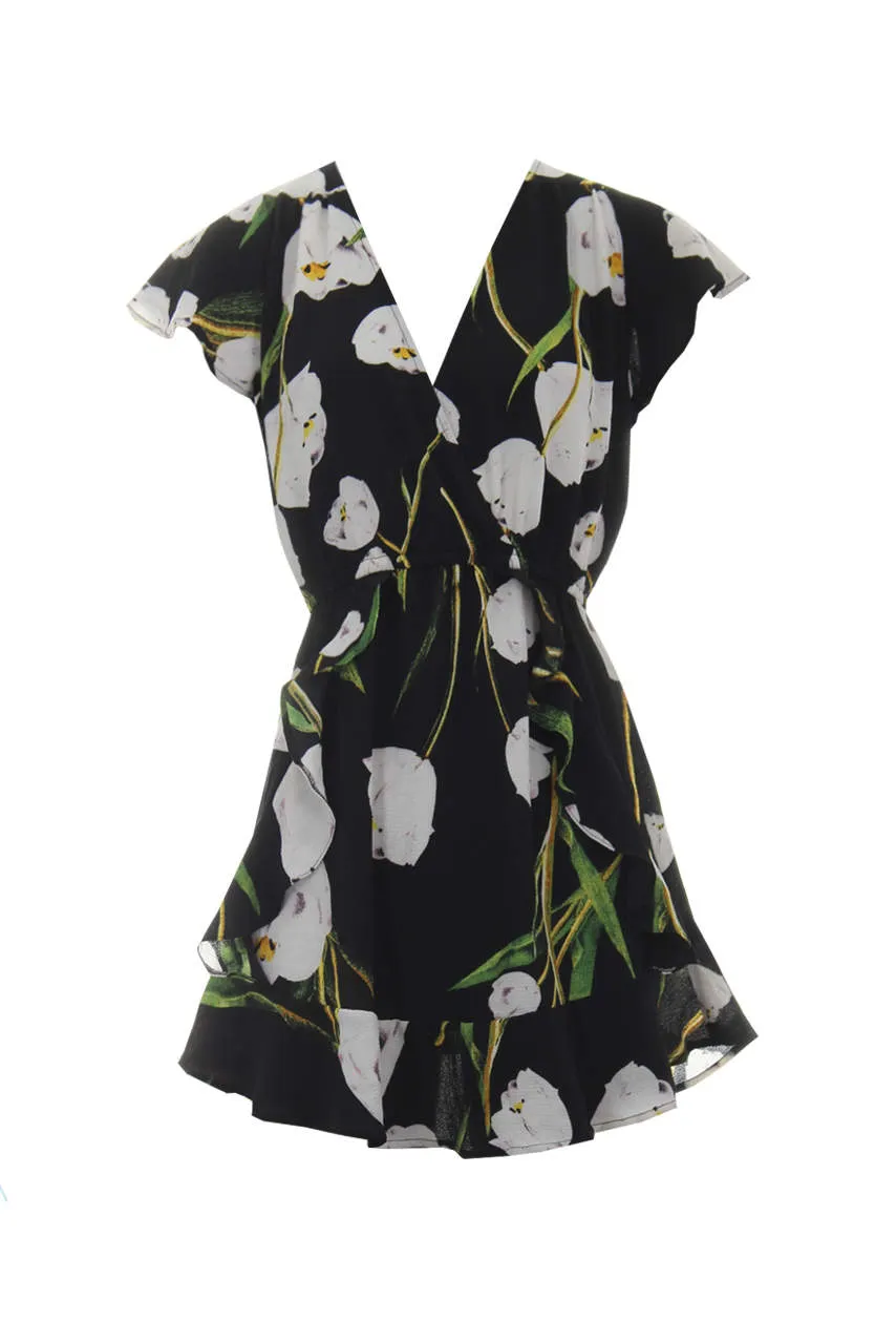 Black Floral Frill Detail Dress sold by AX Paris product image thumbnail 4