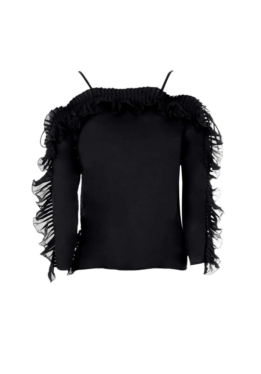 Black Frill Detail Off The Shoulder Top sold by AX Paris product image thumbnail 4