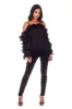 Black Frill Detail Off The Shoulder Top sold by AX Paris