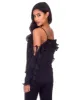 Black Frill Detail Off The Shoulder Top sold by AX Paris