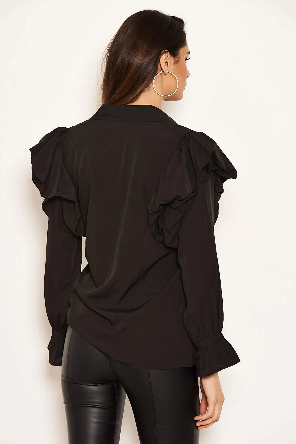 Black Frill Detail Shirt sold by AX Paris product image thumbnail 4