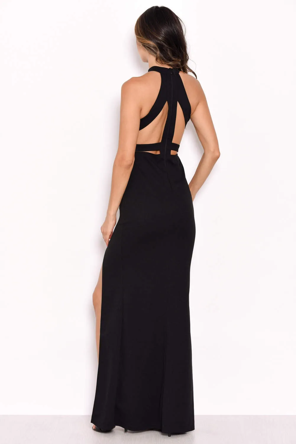 Black Mesh Detailing Maxi Dress sold by AX Paris product image thumbnail 3