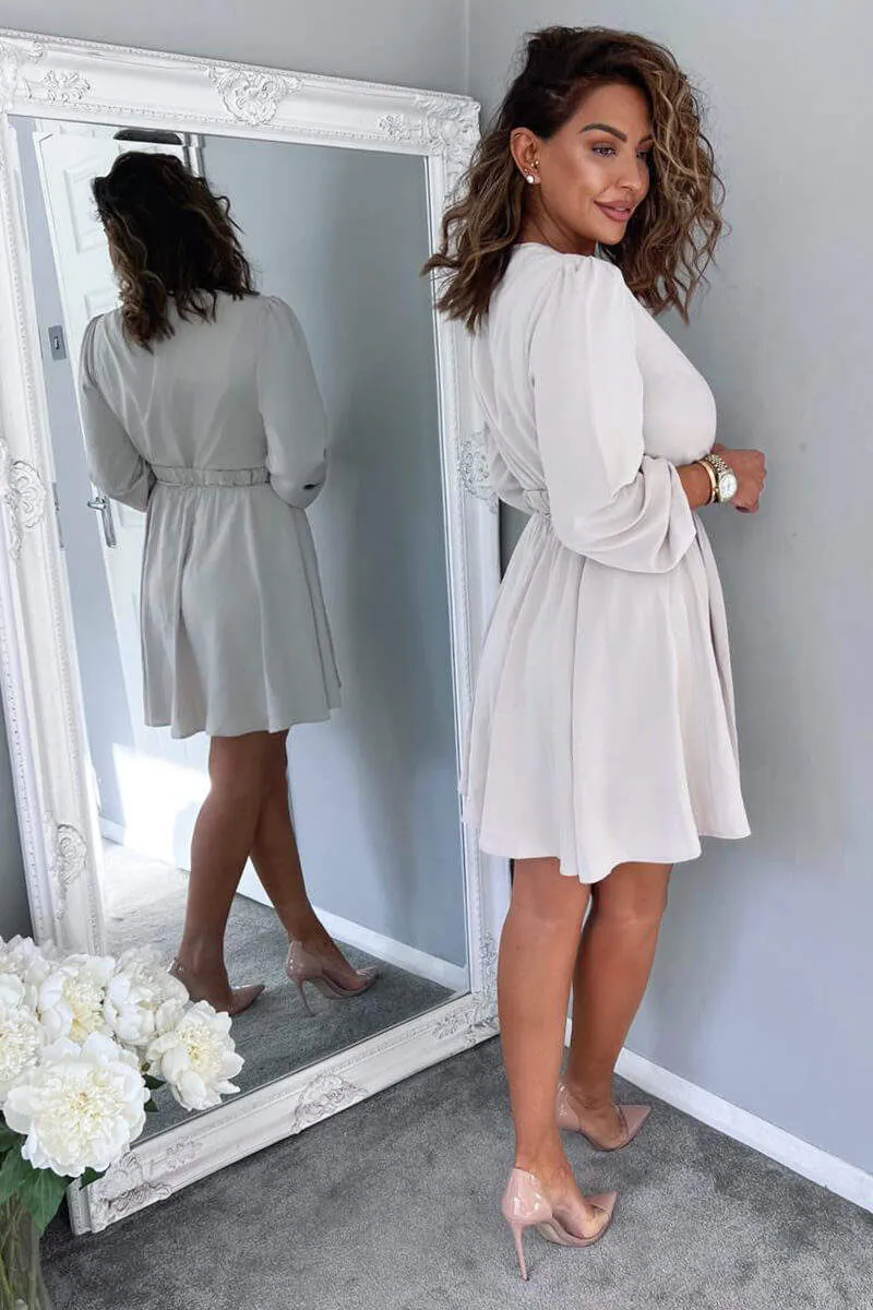 Stone Wrap Over Belted Skater Dress sold by AX Paris product image thumbnail 3