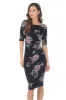 Black Floral Short Sleeved Midi Dress sold by AX Paris