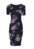 Black Floral Short Sleeved Midi Dress sold by AX Paris