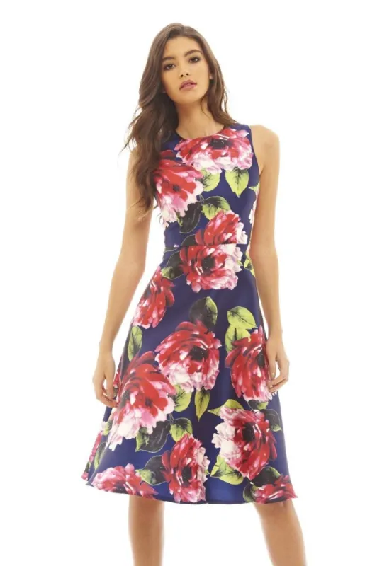 Floral Printed Midi Skater Dress sold by AX Paris