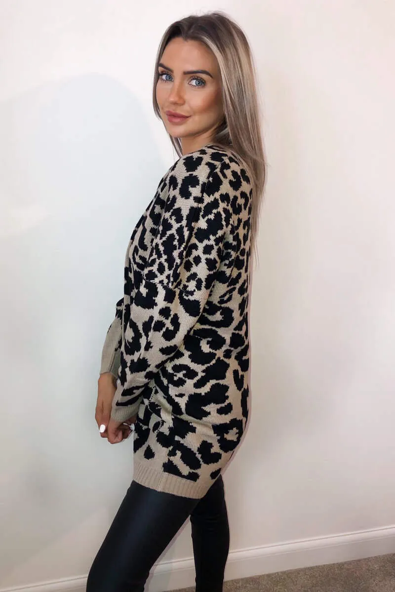 Camel Animal Printed Knitted Cardigan sold by AX Paris product image thumbnail 5