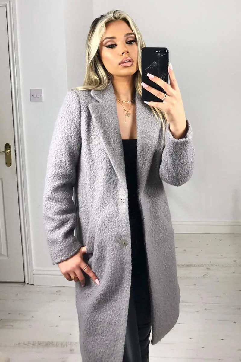 Grey Long Teddy Coat sold by AX Paris product image thumbnail 4