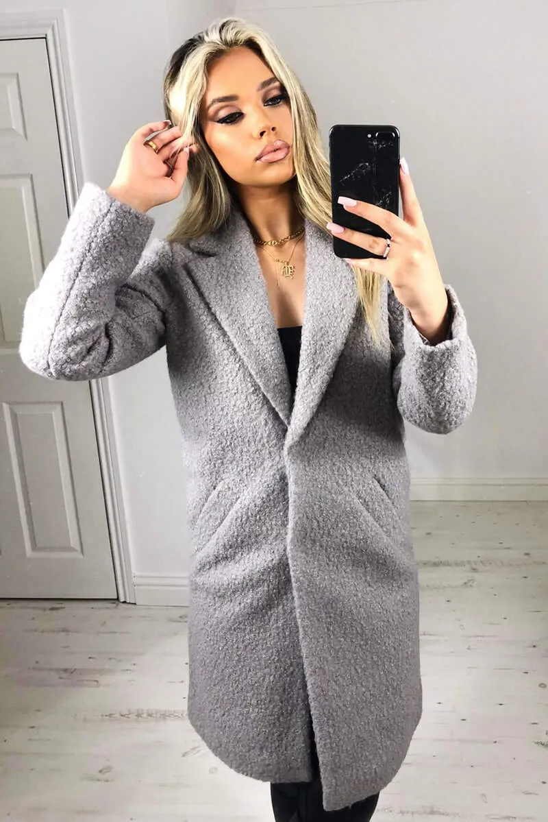 Grey Long Teddy Coat sold by AX Paris product image thumbnail 5