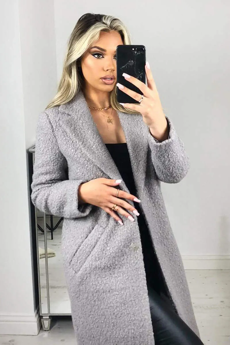 Grey Long Teddy Coat sold by AX Paris product image thumbnail 2