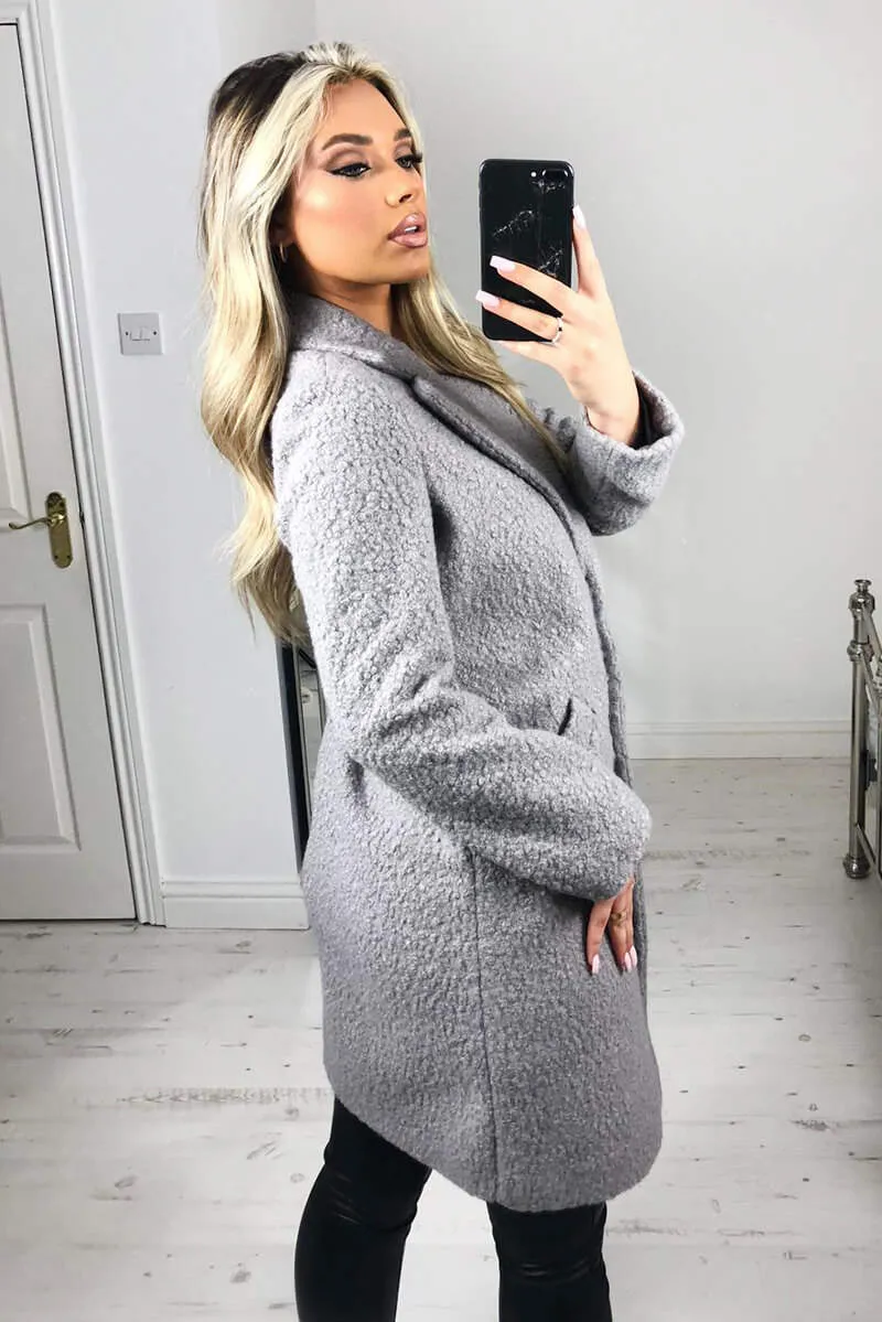 Grey Long Teddy Coat sold by AX Paris product image thumbnail 3