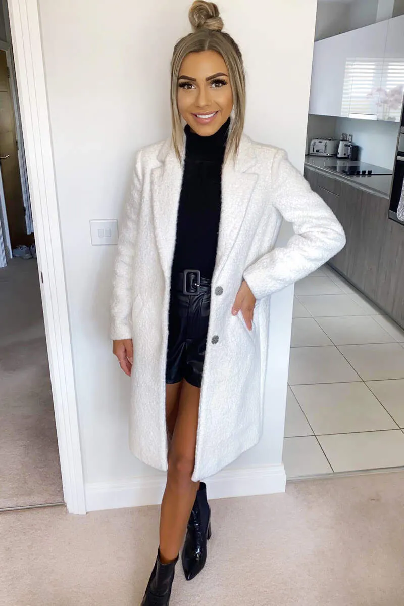 Cream Long Teddy Coat sold by AX Paris