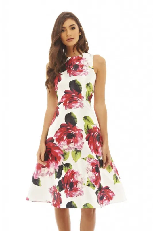 Floral Printed Midi Skater Dress sold by AX Paris