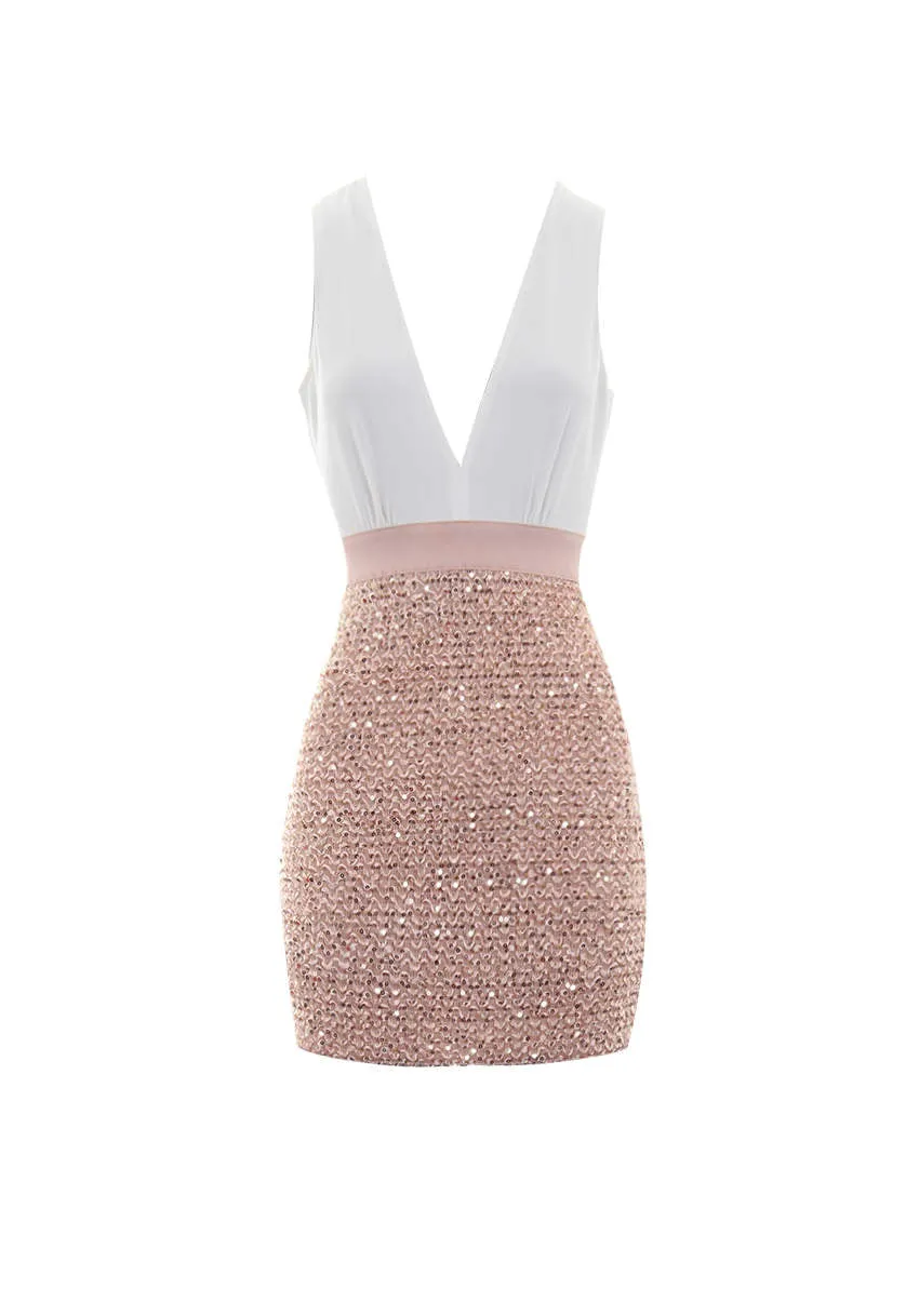Cream Sequin Mini Dress sold by AX Paris product image thumbnail 4