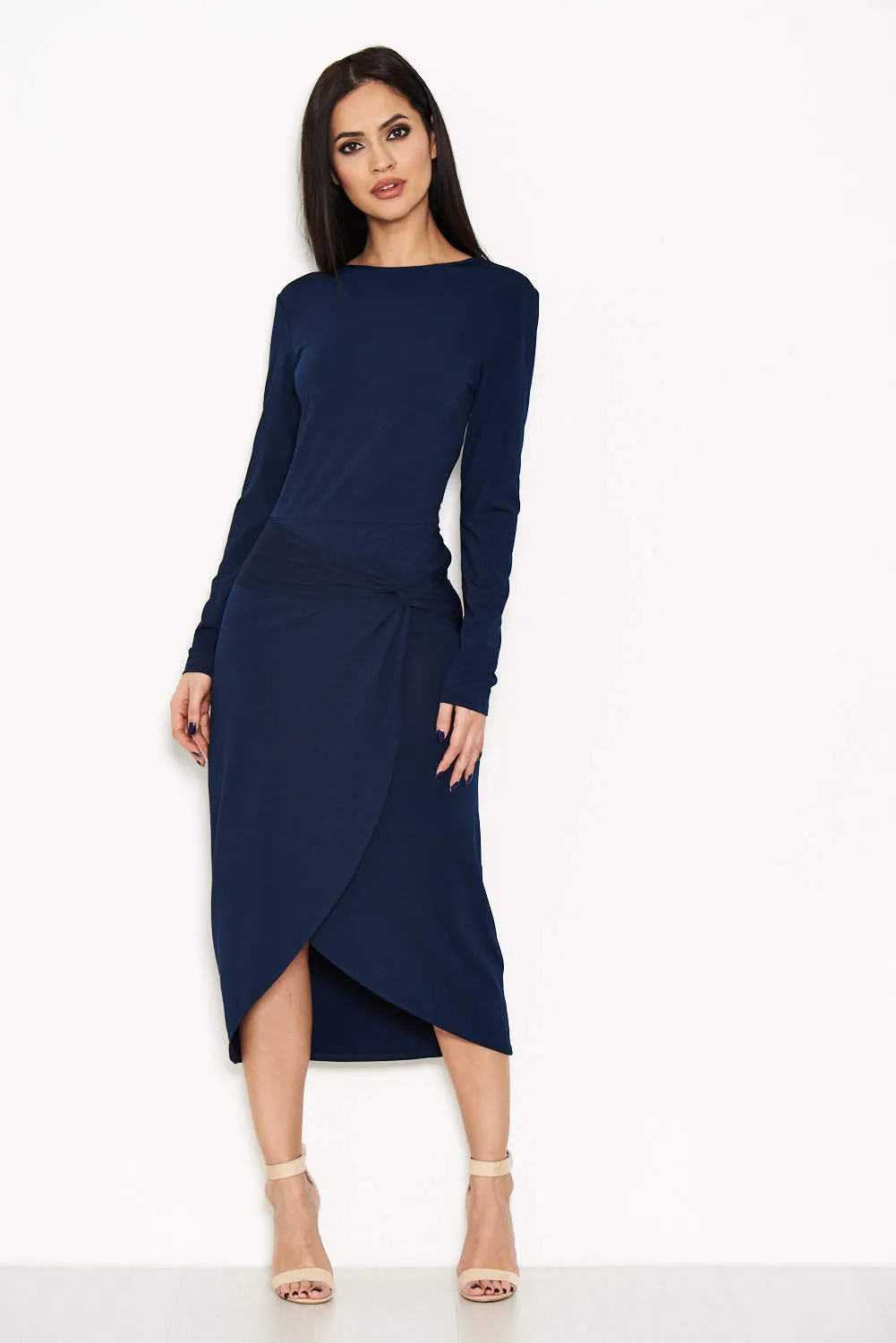 Navy Knot Front Bodycon Dress sold by AX Paris