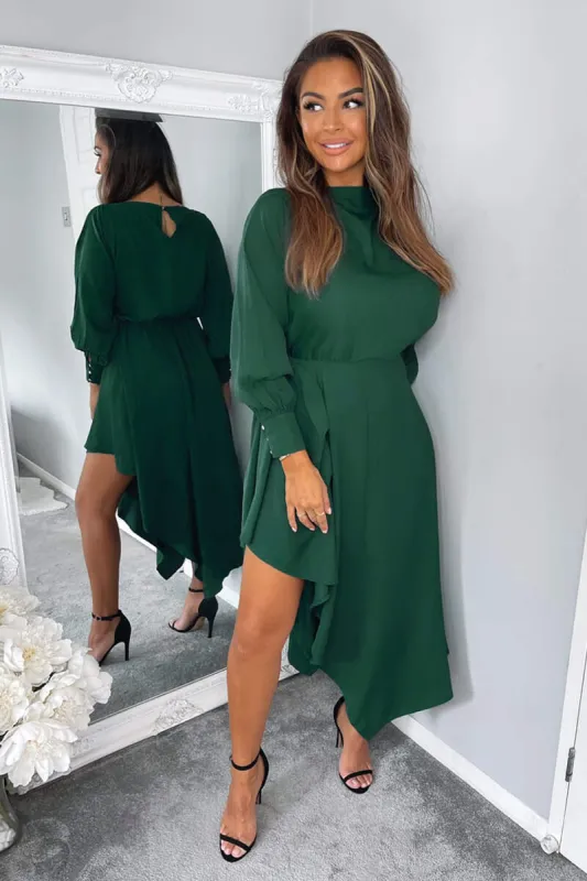 Teal High Low Skirt Midi Dress made by AX Paris