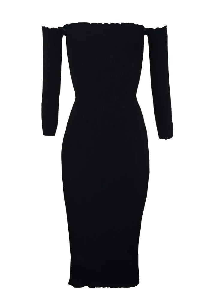 Black Ribbed Midi Dress sold by AX Paris product image thumbnail 4