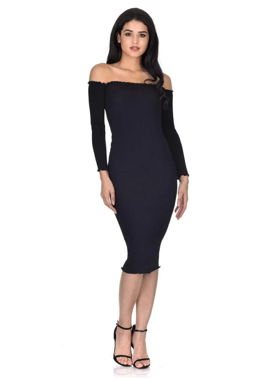 Black Ribbed Midi Dress sold by AX Paris product image thumbnail 2