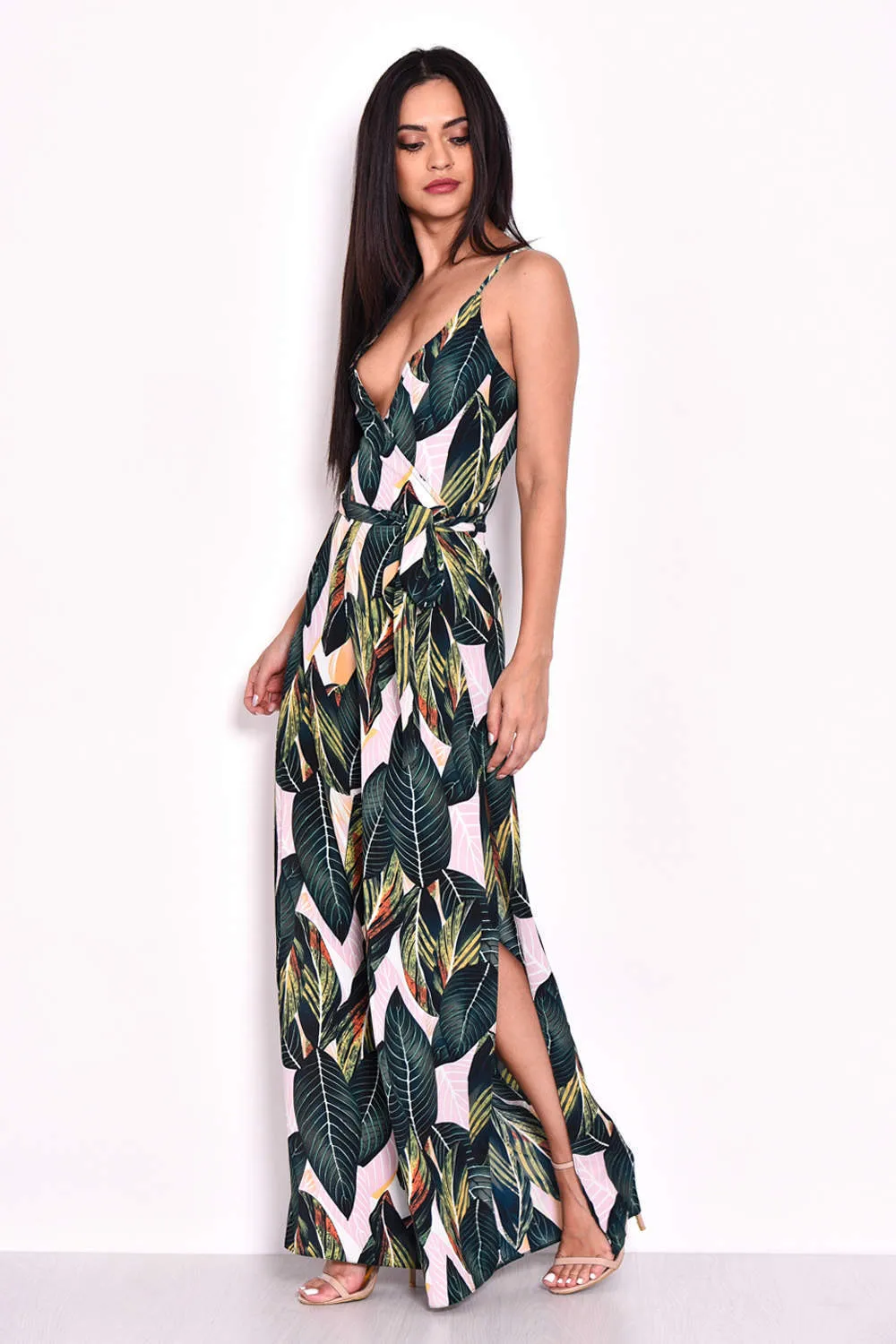 Leaf Print Wrap Front Jumpsuit sold by AX Paris product image thumbnail 2