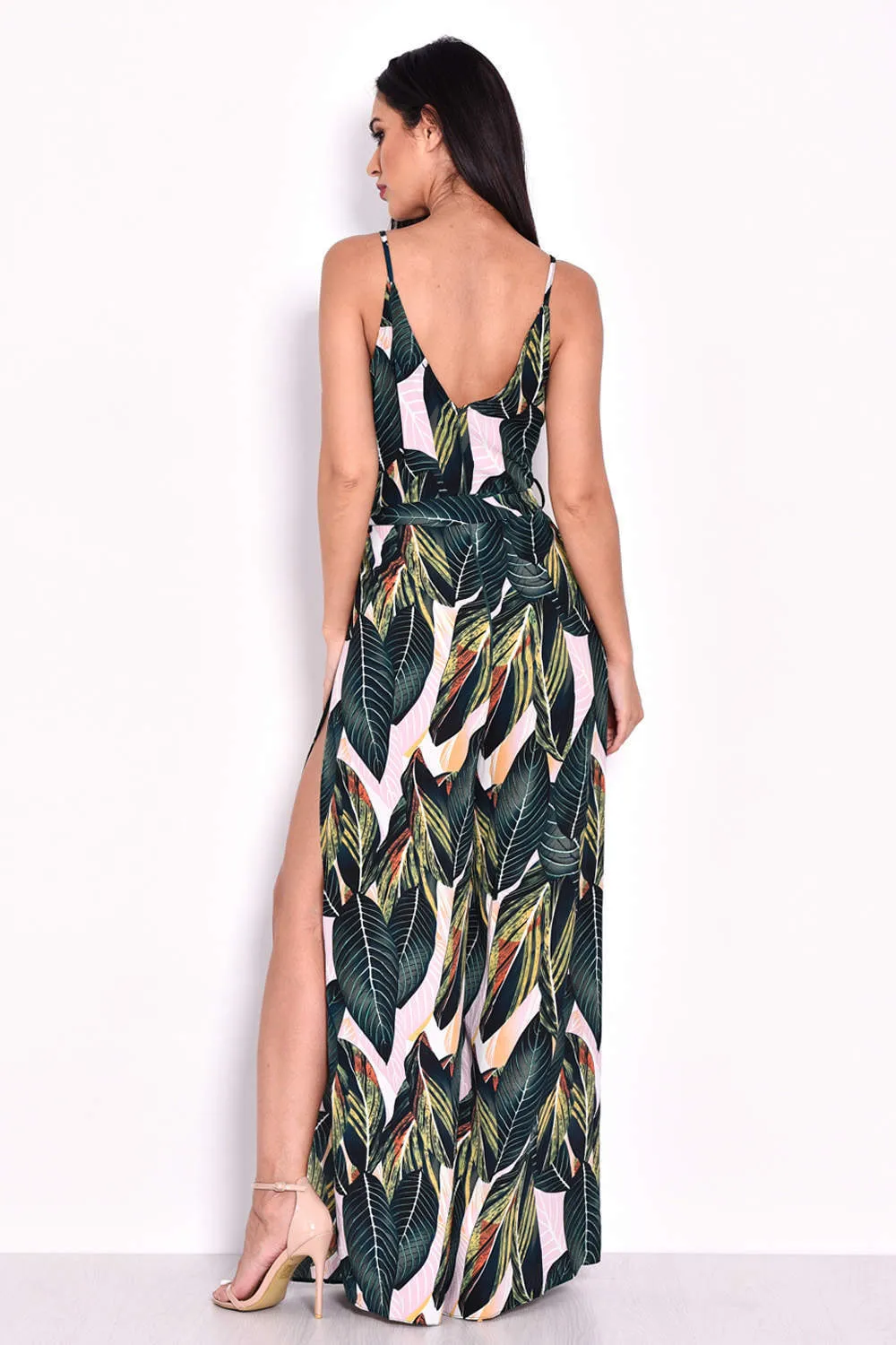 Leaf Print Wrap Front Jumpsuit sold by AX Paris product image thumbnail 3