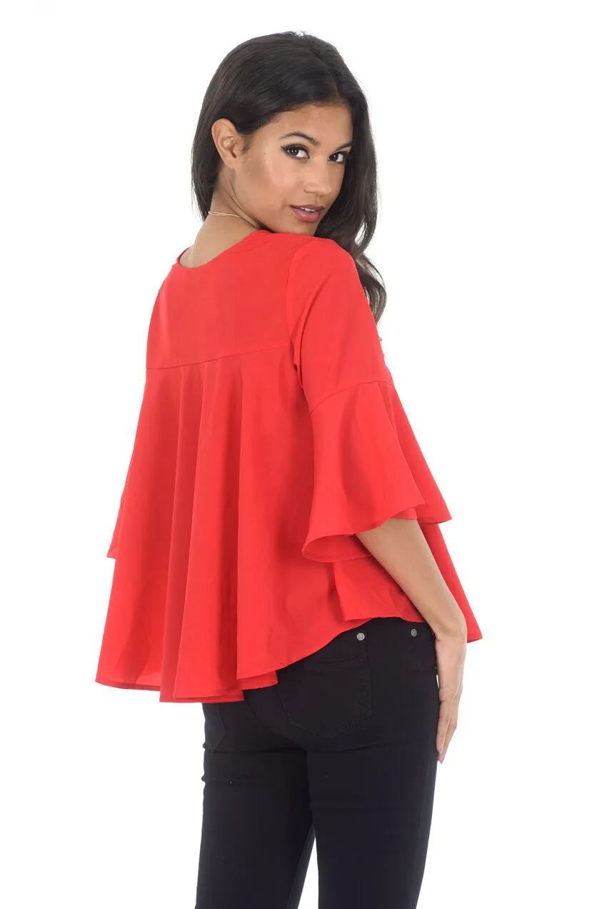 Red Frill Top sold by AX Paris product image thumbnail 3