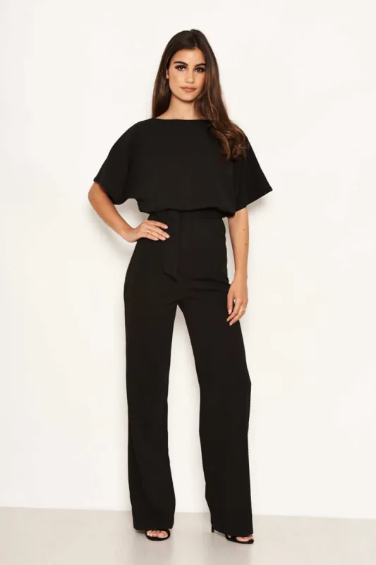 Black Tie Waist Jumpsuit sold by AX Paris