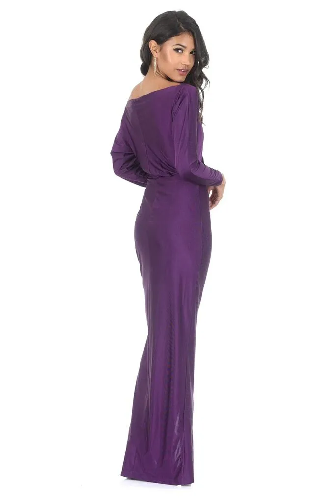 Plum Long Sleeve Thigh Split Maxi Dress sold by AX Paris product image thumbnail 3