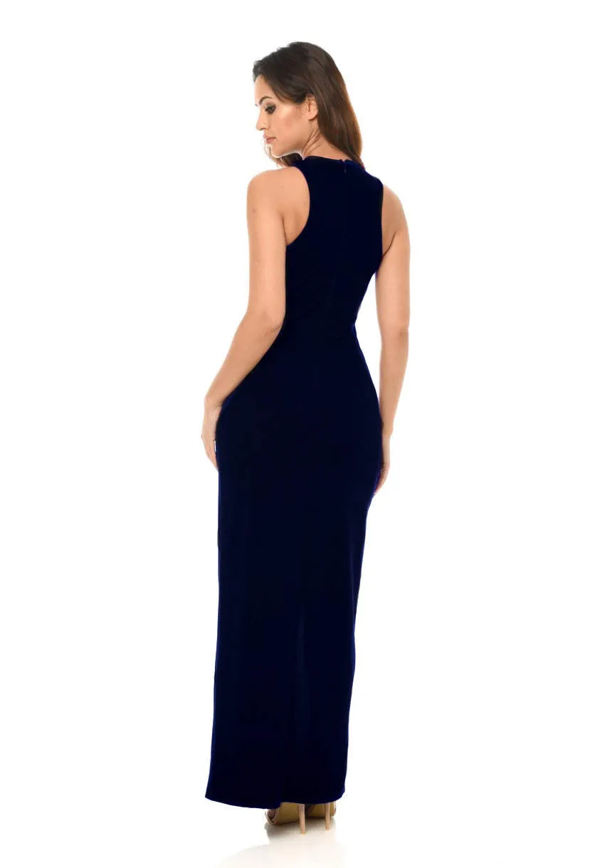 Navy Maxi Dress With Thigh High Split sold by AX Paris product image thumbnail 3
