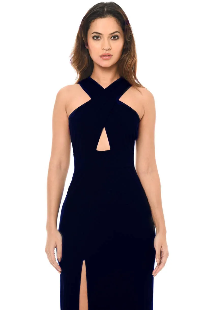 Navy Maxi Dress With Thigh High Split sold by AX Paris product image thumbnail 2