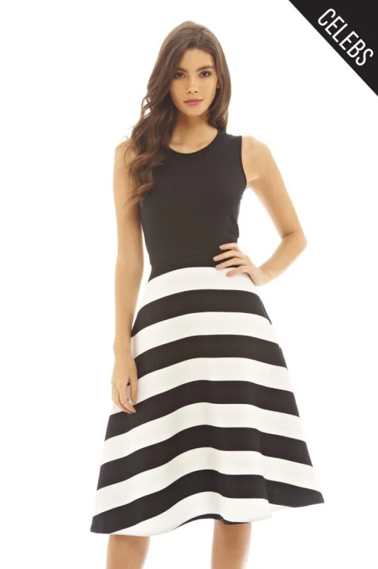 2 In 1 Striped Midi Skater Dress sold by AX Paris