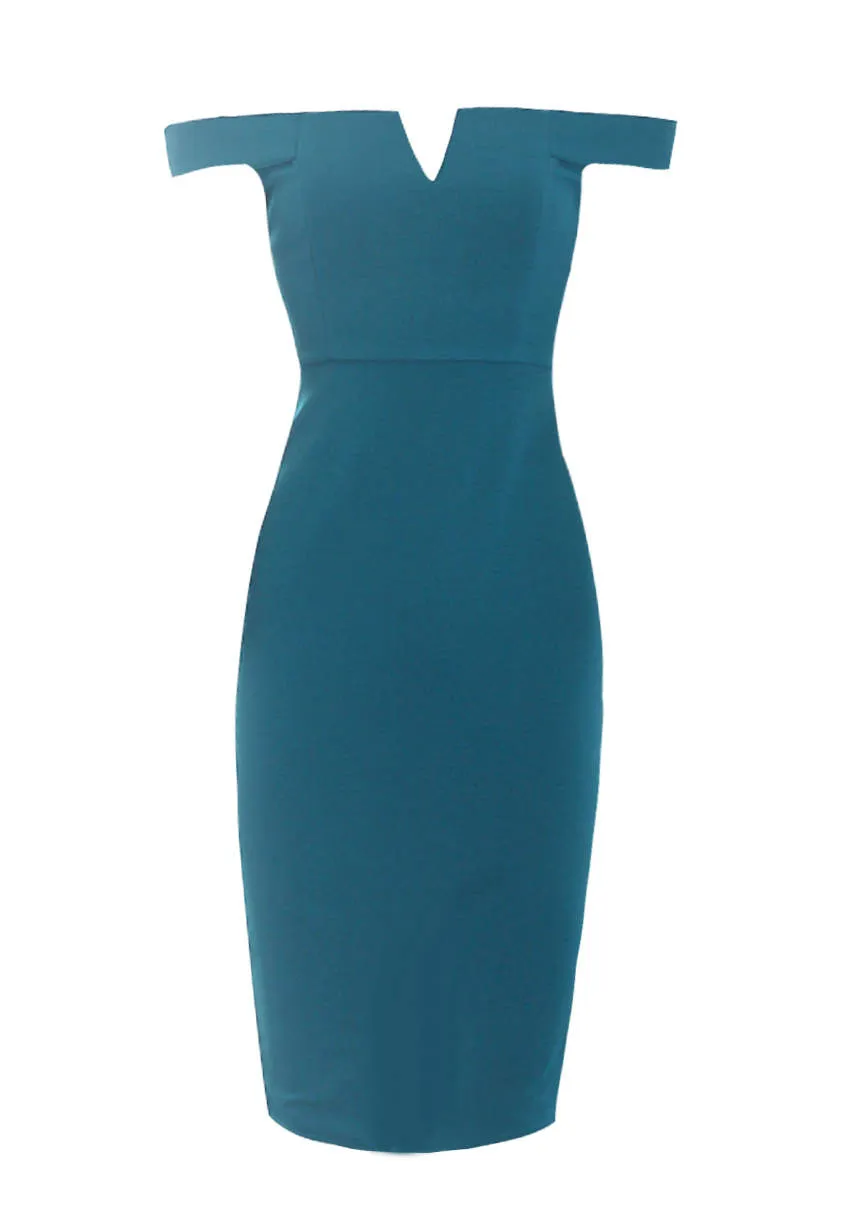 Teal Bardot Bodycon Dress sold by AX Paris product image thumbnail 4