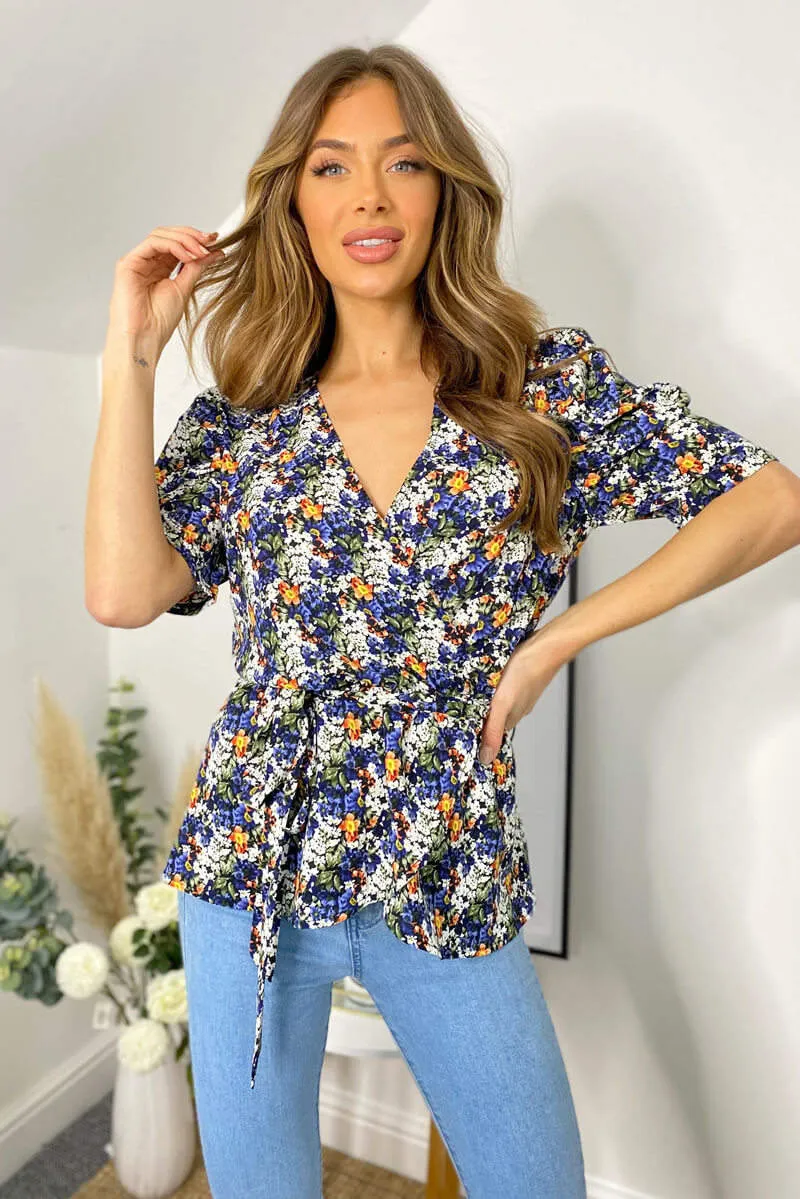 Multi Floral Printed Wrap Blouse sold by AX Paris product image thumbnail 2