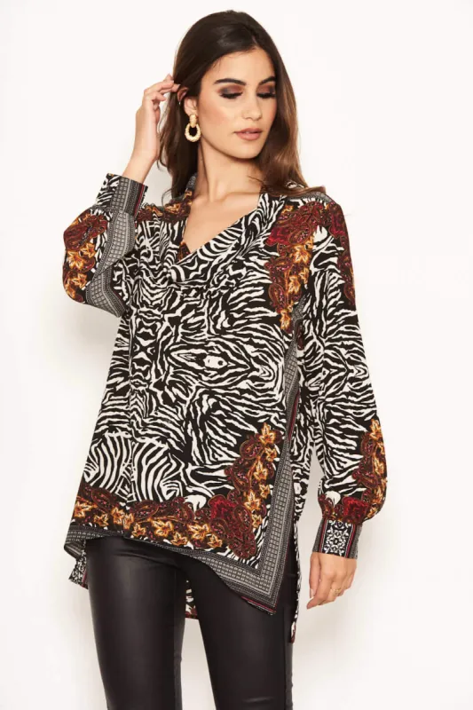 Multi Print Cowl Neck Top sold by AX Paris