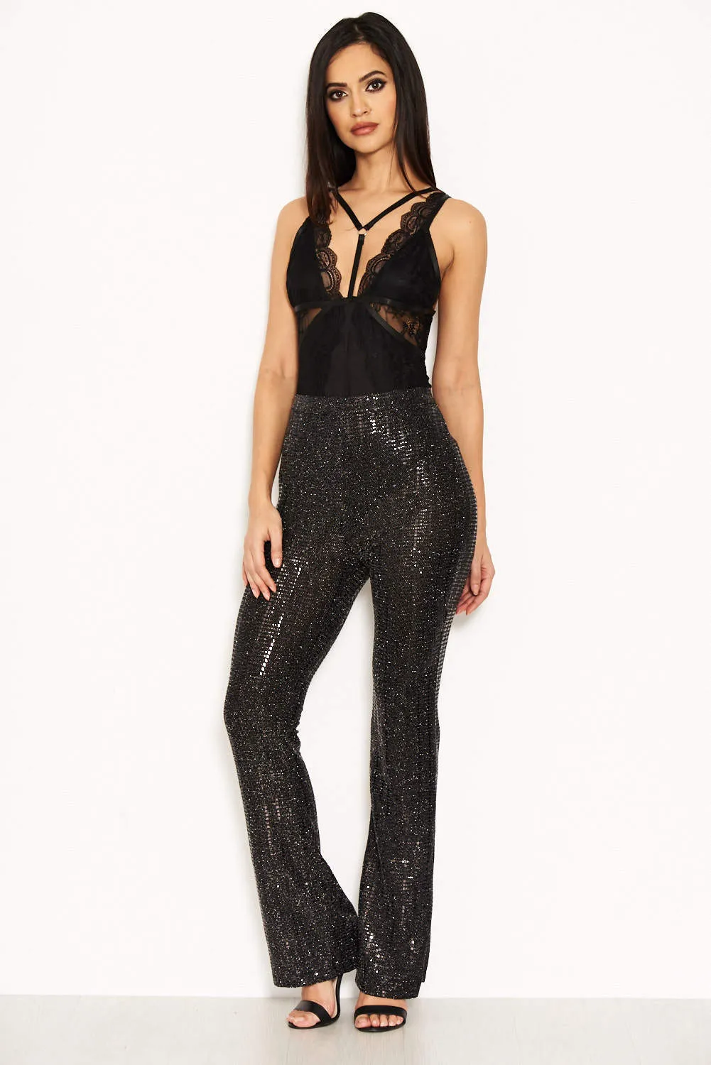 Black Sparkle Trousers sold by AX Paris