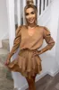 Mocha Tiered Mini Dress sold by AX Paris
