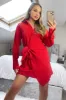 Red Tie Wrap Long Sleeve Mini Dress sold by AX Paris