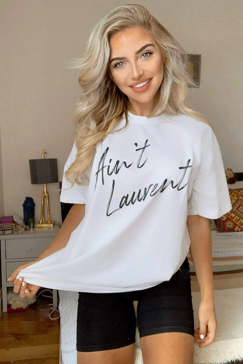 White Aint Laurent T-Shirt sold by AX Paris product image thumbnail 2