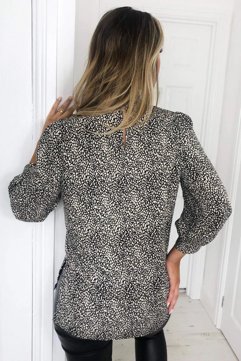 Black Printed High Neck Cuff Top sold by AX Paris product image thumbnail 5