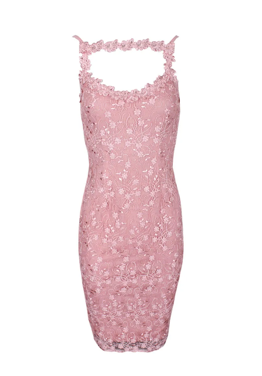 Pink Floral Midi Crochet Dress sold by AX Paris product image thumbnail 4