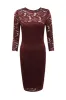 Wine Midi Bodycon Dress with Lace Detail sold by AX Paris