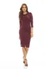 Wine Midi Bodycon Dress with Lace Detail sold by AX Paris