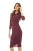 Wine Midi Bodycon Dress with Lace Detail sold by AX Paris