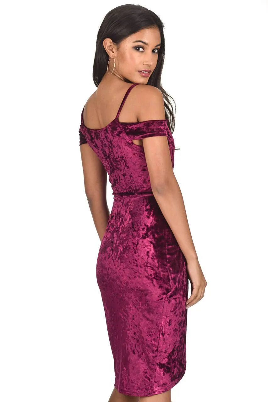 Plum Crushed Velvet Wrap Dress sold by AX Paris product image thumbnail 3