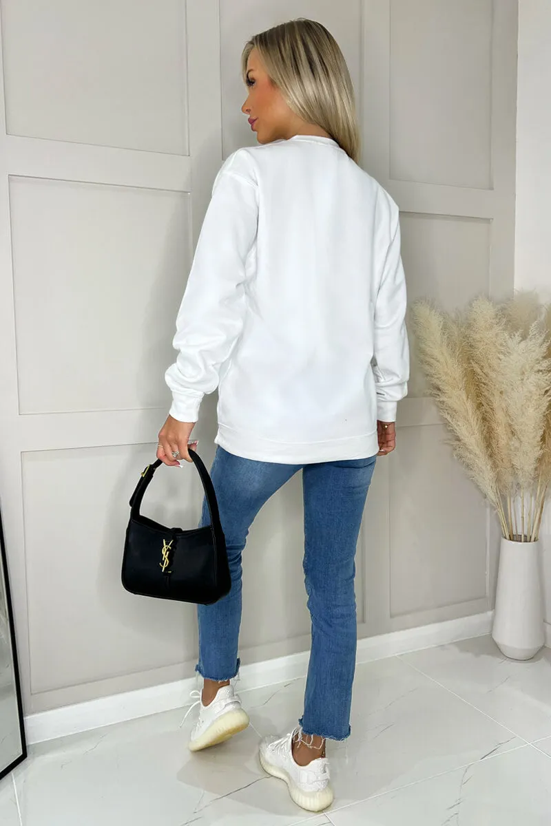 White Paris Slogan Crew Neck Sweatshirt sold by AX Paris product image thumbnail 4