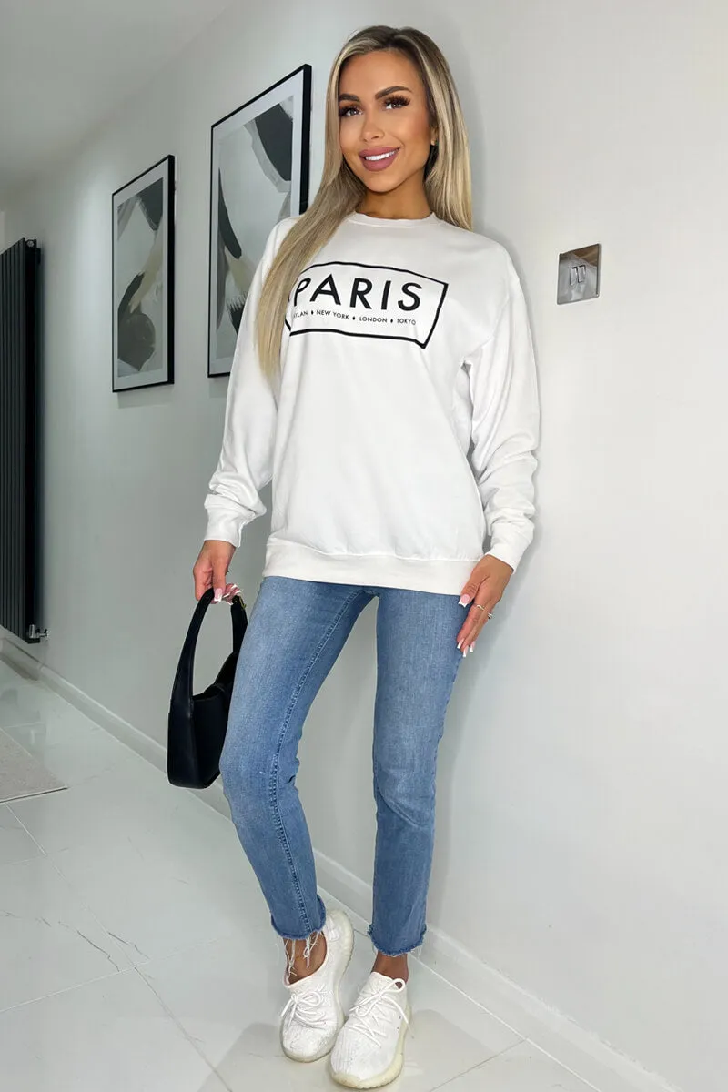White Paris Slogan Crew Neck Sweatshirt sold by AX Paris product image thumbnail 2