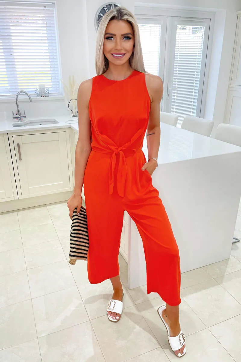 Blood Orange Tie Waist Jumpsuit sold by AX Paris product image thumbnail 3