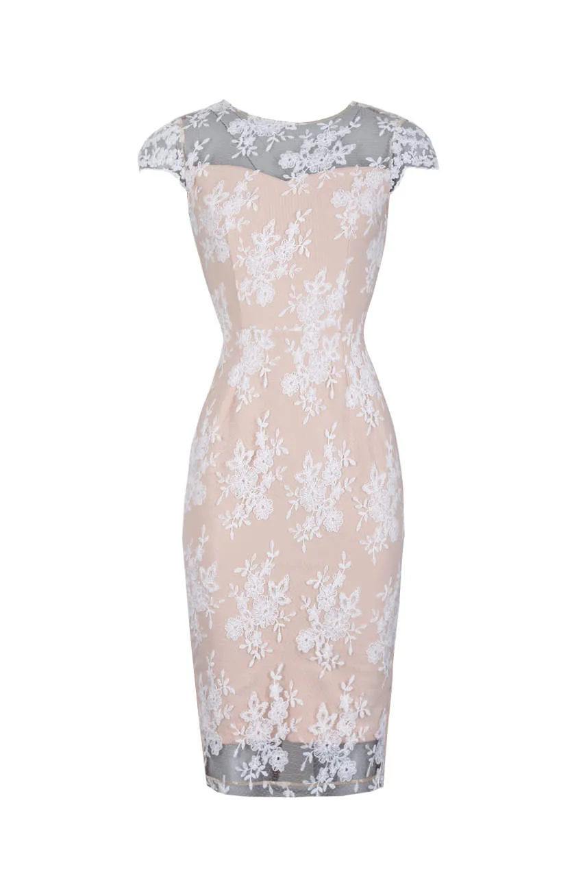 Nude Floral Lace Midi Dress sold by AX Paris product image thumbnail 4