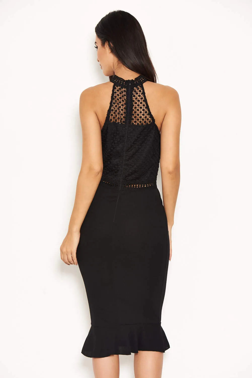 Black Midi Dress With Crochet Detail sold by AX Paris product image thumbnail 4